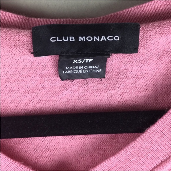Club Monaco 100% Wool Rose Pink V-Neck Long Sleeve Sweater Size XS - Picture 3 of 9